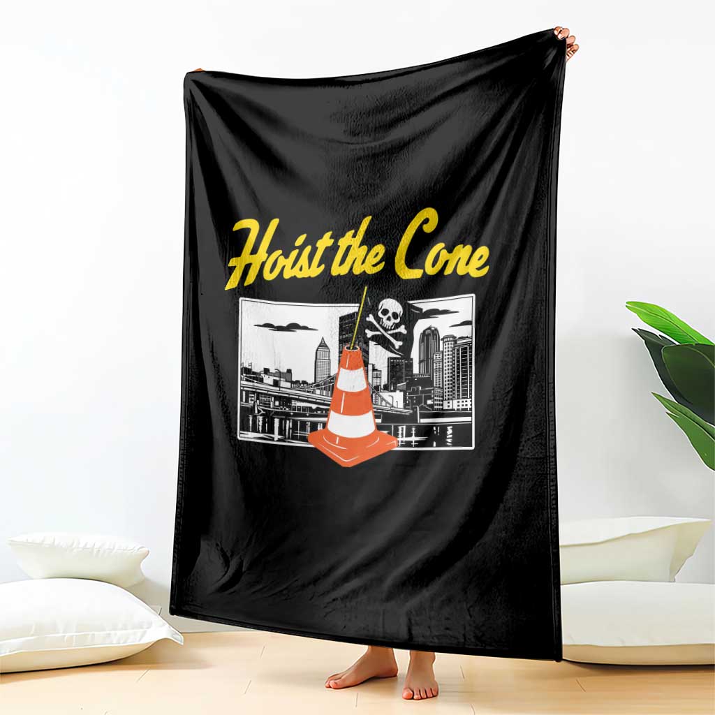 Pittsburgh Skyline Victory Hoist The Cone Meme Throw Blanket Funny Sports Fan Celebration TS02 Print Your Wear