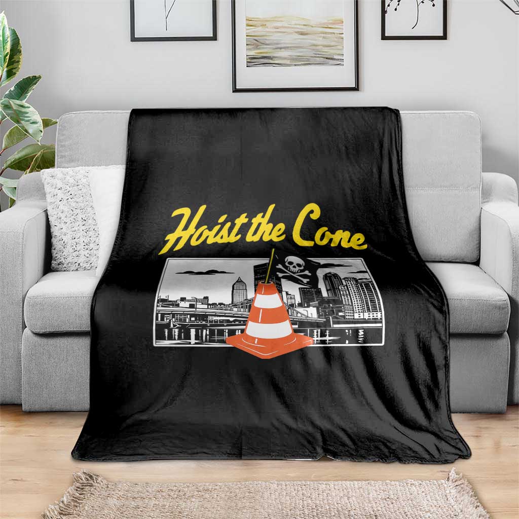 Pittsburgh Skyline Victory Hoist The Cone Meme Throw Blanket Funny Sports Fan Celebration TS02 Print Your Wear