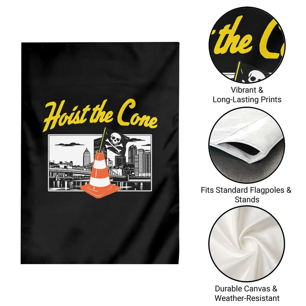Pittsburgh Skyline Victory Hoist The Cone Meme Garden Flag Funny Sports Fan Celebration TS02 Print Your Wear