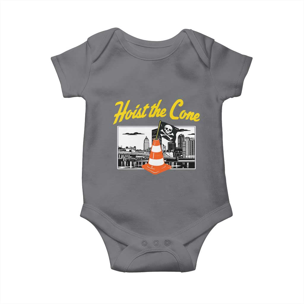 Pittsburgh Skyline Victory Hoist The Cone Meme Baby Onesie Funny Sports Fan Celebration TS02 Charcoal Print Your Wear