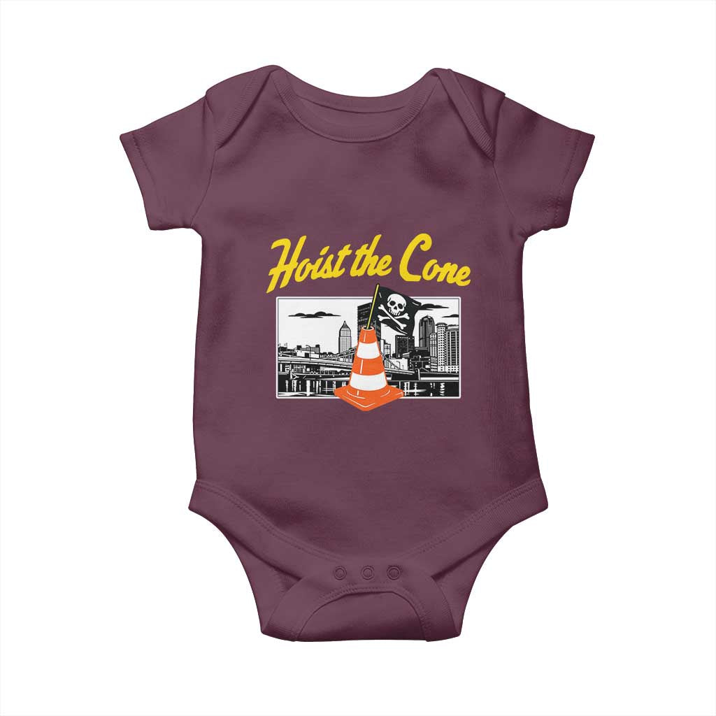 Pittsburgh Skyline Victory Hoist The Cone Meme Baby Onesie Funny Sports Fan Celebration TS02 Maroon Print Your Wear