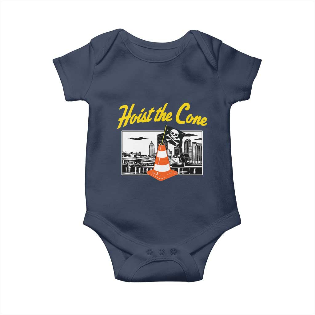 Pittsburgh Skyline Victory Hoist The Cone Meme Baby Onesie Funny Sports Fan Celebration TS02 Navy Print Your Wear