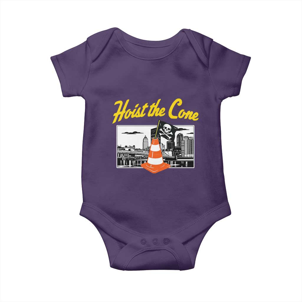 Pittsburgh Skyline Victory Hoist The Cone Meme Baby Onesie Funny Sports Fan Celebration TS02 Purple Print Your Wear
