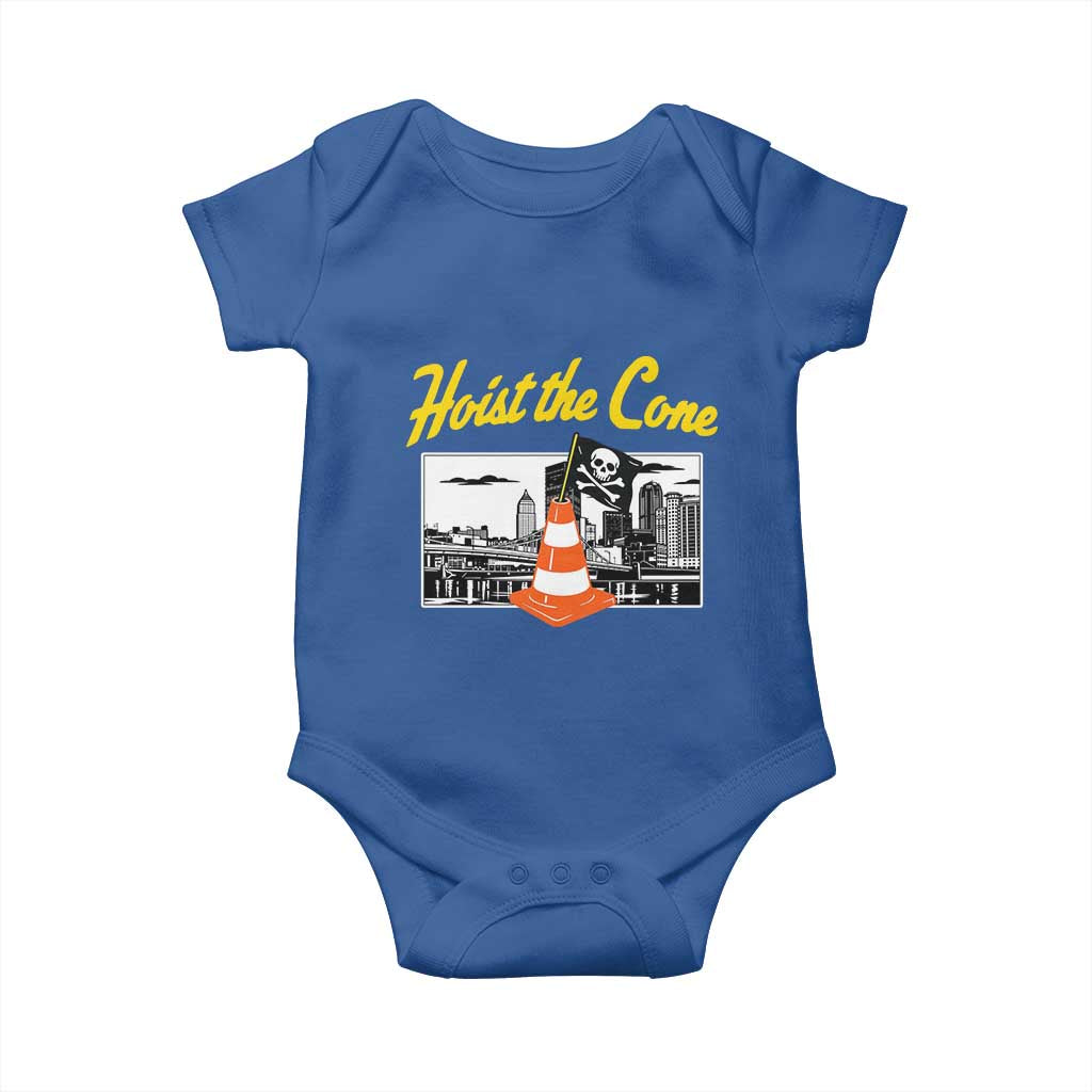 Pittsburgh Skyline Victory Hoist The Cone Meme Baby Onesie Funny Sports Fan Celebration TS02 Royal Blue Print Your Wear
