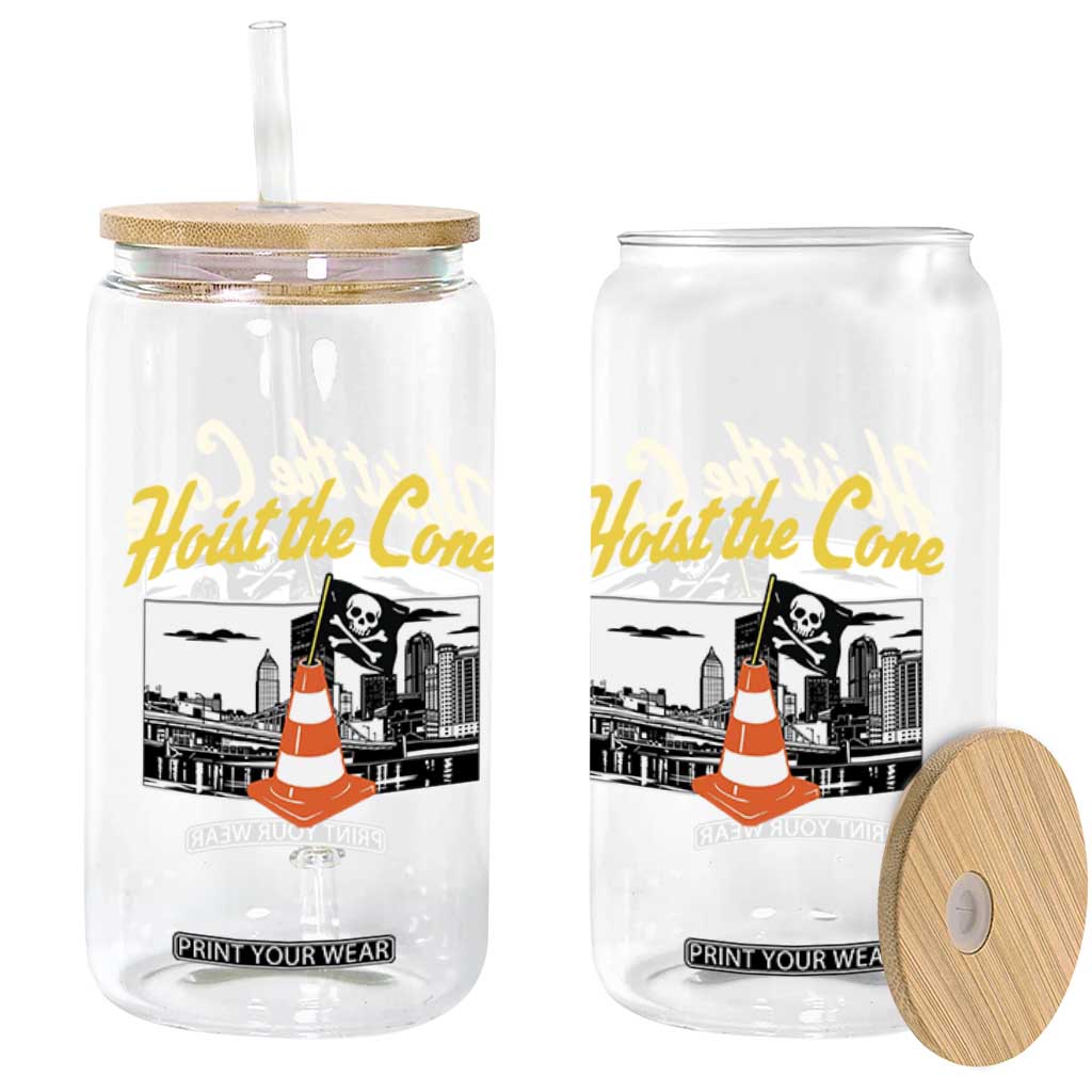 Pittsburgh Skyline Victory Hoist The Cone Meme Glass Can Funny Sports Fan Celebration TS02 Print Your Wear
