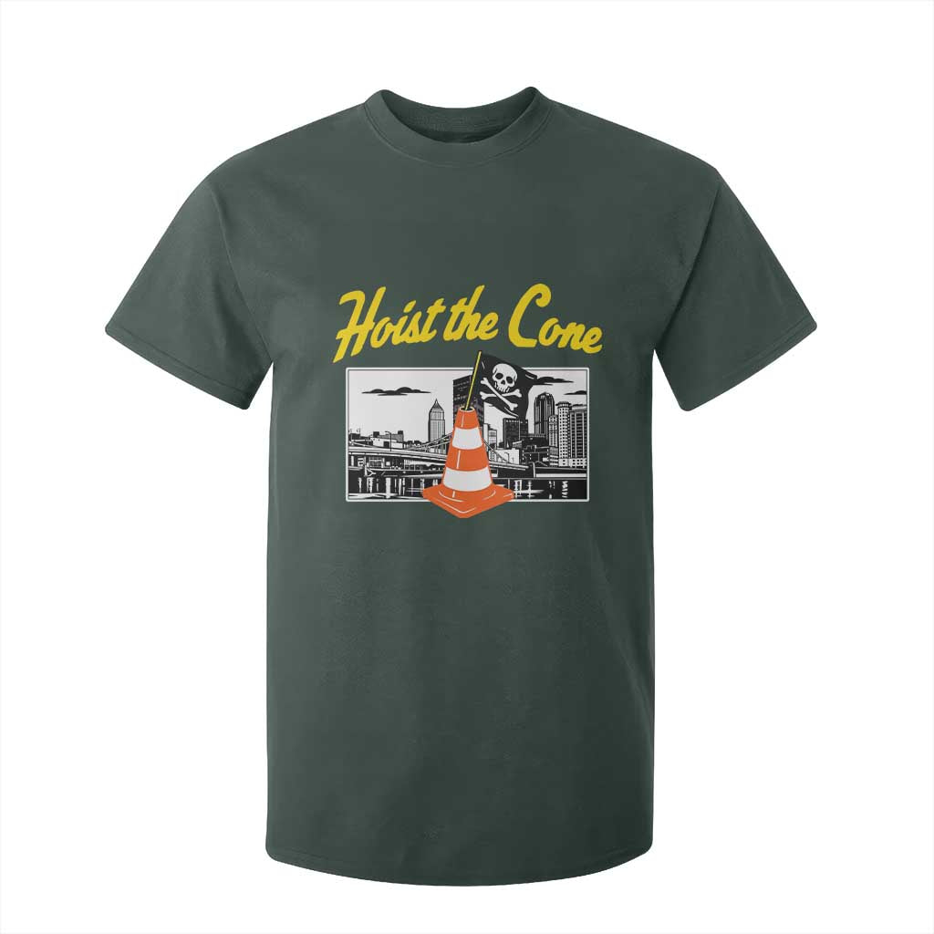 Pittsburgh Skyline Victory Hoist The Cone Meme T Shirt For Kid Funny Sports Fan Celebration TS02 Dark Forest Green Print Your Wear