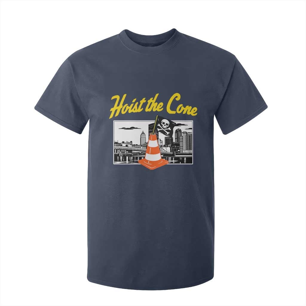 Pittsburgh Skyline Victory Hoist The Cone Meme T Shirt For Kid Funny Sports Fan Celebration TS02 Navy Print Your Wear
