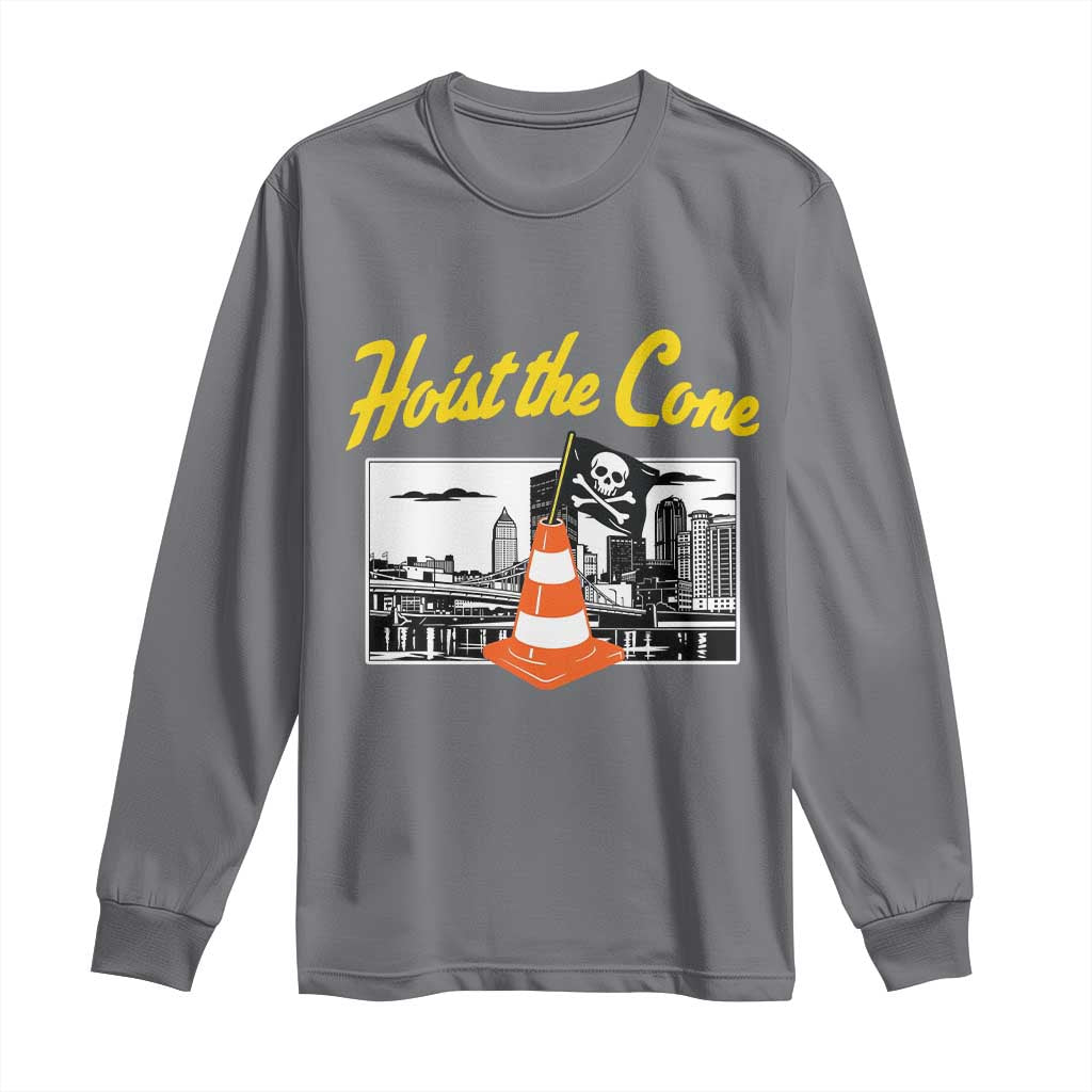 Pittsburgh Skyline Victory Hoist The Cone Meme Long Sleeve Shirt Funny Sports Fan Celebration TS02 Charcoal Print Your Wear