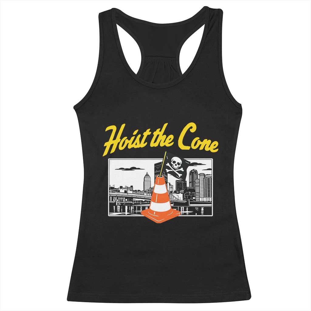Pittsburgh Skyline Victory Hoist The Cone Meme Racerback Tank Top Funny Sports Fan Celebration TS02 Black Print Your Wear