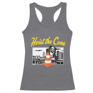 Pittsburgh Skyline Victory Hoist The Cone Meme Racerback Tank Top Funny Sports Fan Celebration TS02 Charcoal Print Your Wear