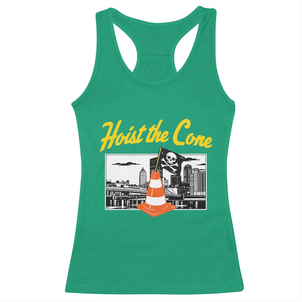 Pittsburgh Skyline Victory Hoist The Cone Meme Racerback Tank Top Funny Sports Fan Celebration TS02 Irish Green Print Your Wear