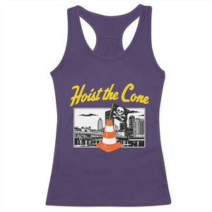 Pittsburgh Skyline Victory Hoist The Cone Meme Racerback Tank Top Funny Sports Fan Celebration TS02 Purple Print Your Wear