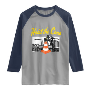 Pittsburgh Skyline Victory Hoist The Cone Meme Raglan Shirt Funny Sports Fan Celebration TS02 Sport Gray Navy Print Your Wear