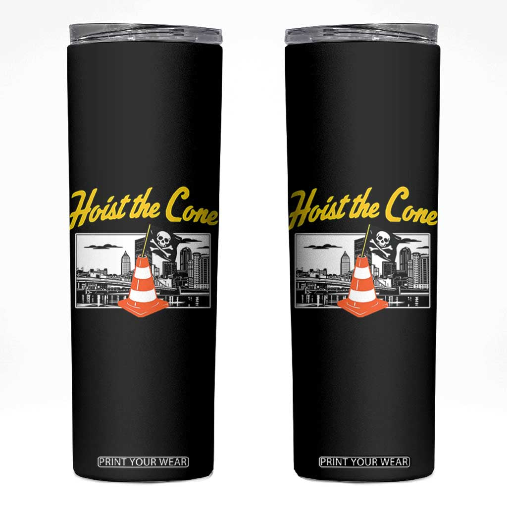 Pittsburgh Skyline Victory Hoist The Cone Meme Skinny Tumbler Funny Sports Fan Celebration TS02 Black Print Your Wear