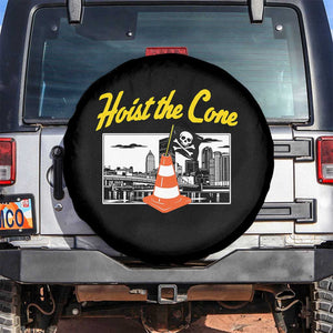 Pittsburgh Skyline Victory Hoist The Cone Meme Spare Tire Cover Funny Sports Fan Celebration TS02 No hole Black Print Your Wear