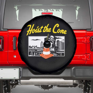 Pittsburgh Skyline Victory Hoist The Cone Meme Spare Tire Cover Funny Sports Fan Celebration TS02 Black Print Your Wear