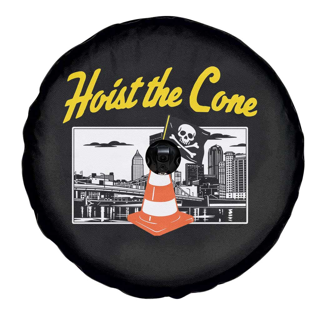 Pittsburgh Skyline Victory Hoist The Cone Meme Spare Tire Cover Funny Sports Fan Celebration TS02 Print Your Wear