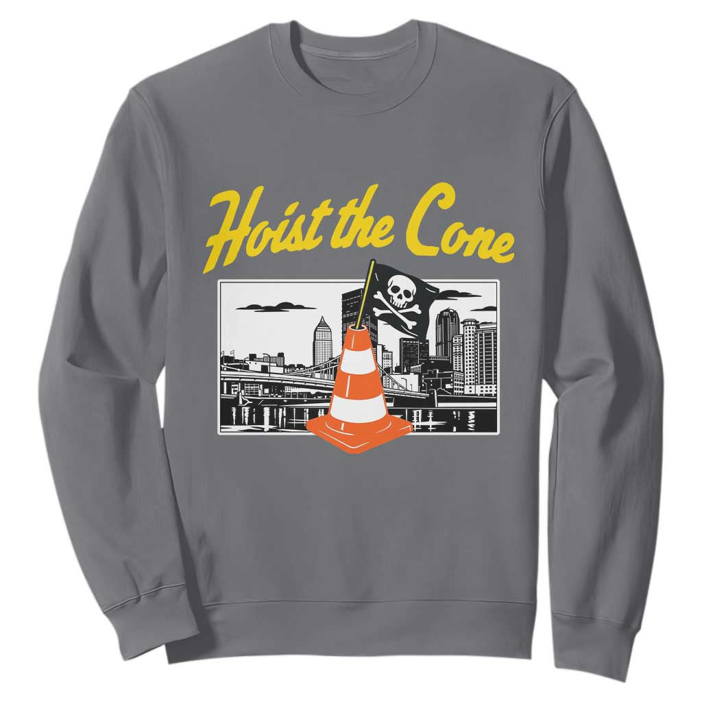 Pittsburgh Skyline Victory Hoist The Cone Meme Sweatshirt Funny Sports Fan Celebration TS02 Charcoal Print Your Wear
