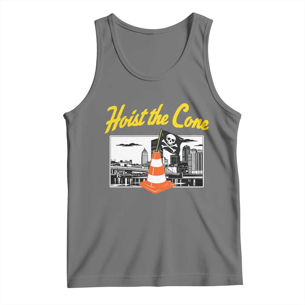 Pittsburgh Skyline Victory Hoist The Cone Meme Tank Top Funny Sports Fan Celebration TS02 Black Heather Print Your Wear