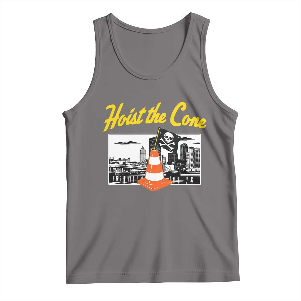Pittsburgh Skyline Victory Hoist The Cone Meme Tank Top Funny Sports Fan Celebration TS02 Deep Heather Print Your Wear