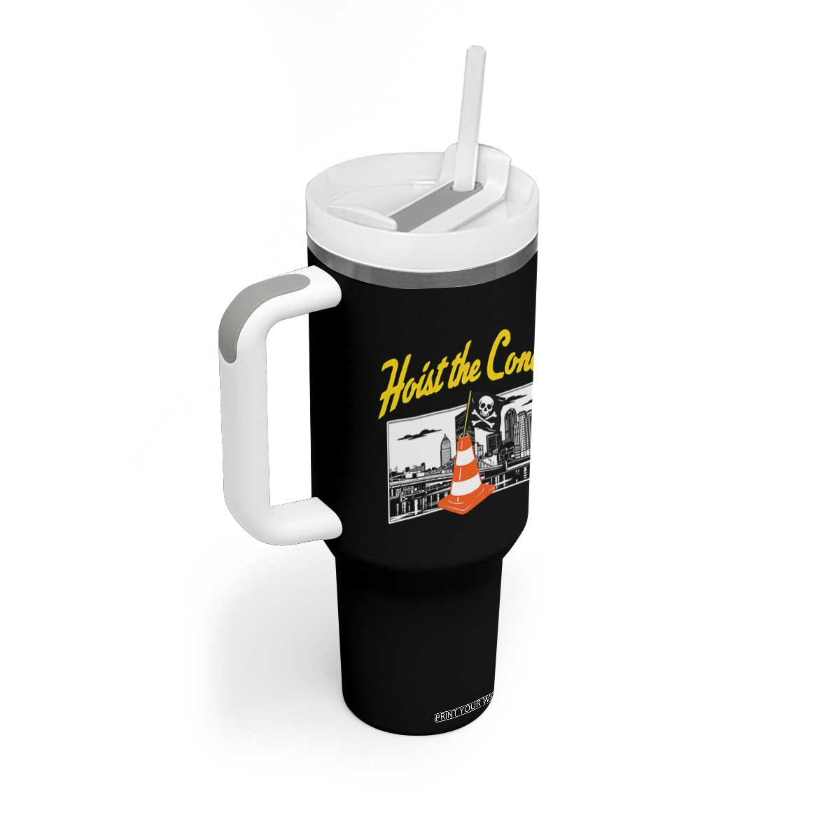 Pittsburgh Skyline Victory Hoist The Cone Meme Tumbler With Handle Funny Sports Fan Celebration TS02 Print Your Wear