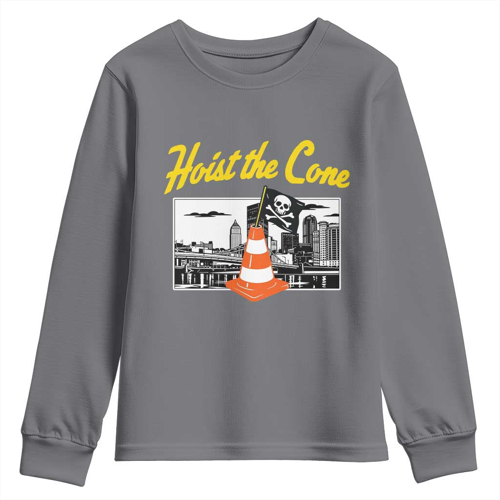 Pittsburgh Skyline Victory Hoist The Cone Meme Youth Sweatshirt Funny Sports Fan Celebration TS02 Charcoal Print Your Wear
