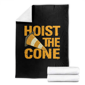 Vintage Hoist The Cone Distressed Graphic Throw Blanket Funny Sports Meme Baseball Fan Victory Celebration TS02 Black Print Your Wear