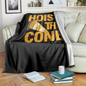 Vintage Hoist The Cone Distressed Graphic Throw Blanket Funny Sports Meme Baseball Fan Victory Celebration TS02 Print Your Wear