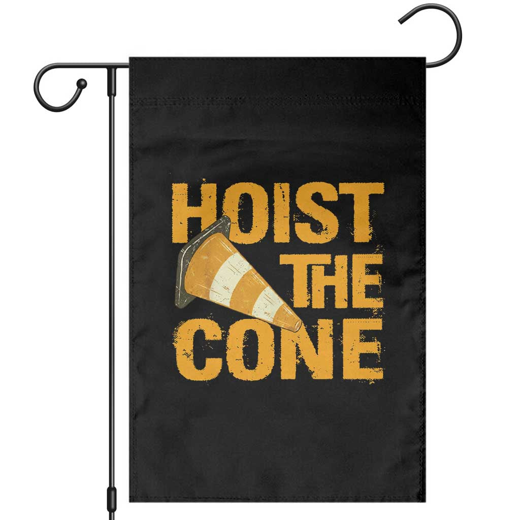 Vintage Hoist The Cone Distressed Graphic Garden Flag Funny Sports Meme Baseball Fan Victory Celebration TS02 Black Print Your Wear