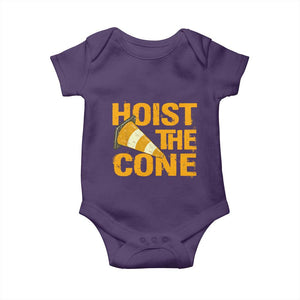 Vintage Hoist The Cone Distressed Graphic Baby Onesie Funny Sports Meme Baseball Fan Victory Celebration TS02 Purple Print Your Wear
