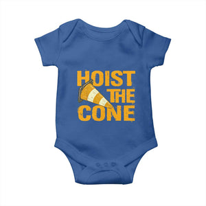 Vintage Hoist The Cone Distressed Graphic Baby Onesie Funny Sports Meme Baseball Fan Victory Celebration TS02 Royal Blue Print Your Wear