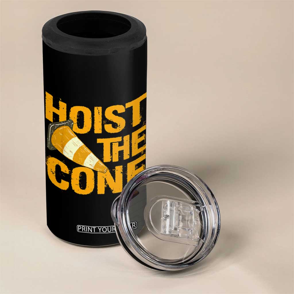 Vintage Hoist The Cone Distressed Graphic 4 in 1 Can Cooler Tumbler Funny Sports Meme Baseball Fan Victory Celebration TS02 Print Your Wear