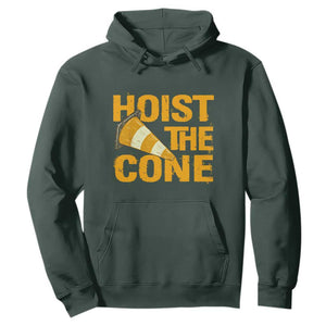 Vintage Hoist The Cone Distressed Graphic Hoodie Funny Sports Meme Baseball Fan Victory Celebration TS02 Dark Forest Green Print Your Wear