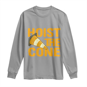 Vintage Hoist The Cone Distressed Graphic Long Sleeve Shirt Funny Sports Meme Baseball Fan Victory Celebration TS02 Sport Gray Print Your Wear