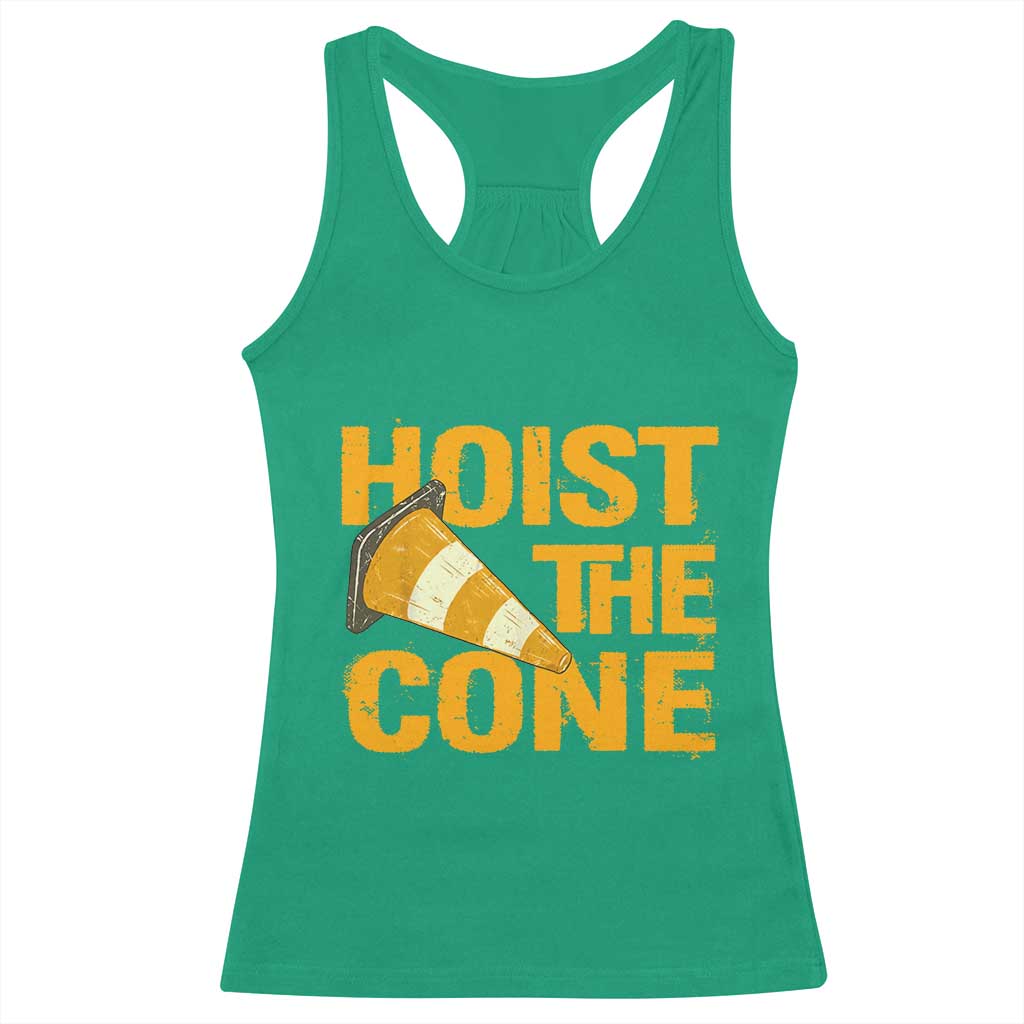 Vintage Hoist The Cone Distressed Graphic Racerback Tank Top Funny Sports Meme Baseball Fan Victory Celebration TS02 Irish Green Print Your Wear