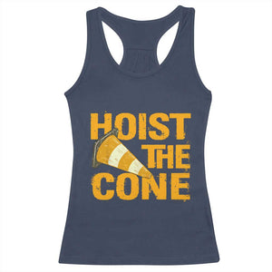Vintage Hoist The Cone Distressed Graphic Racerback Tank Top Funny Sports Meme Baseball Fan Victory Celebration TS02 Navy Print Your Wear