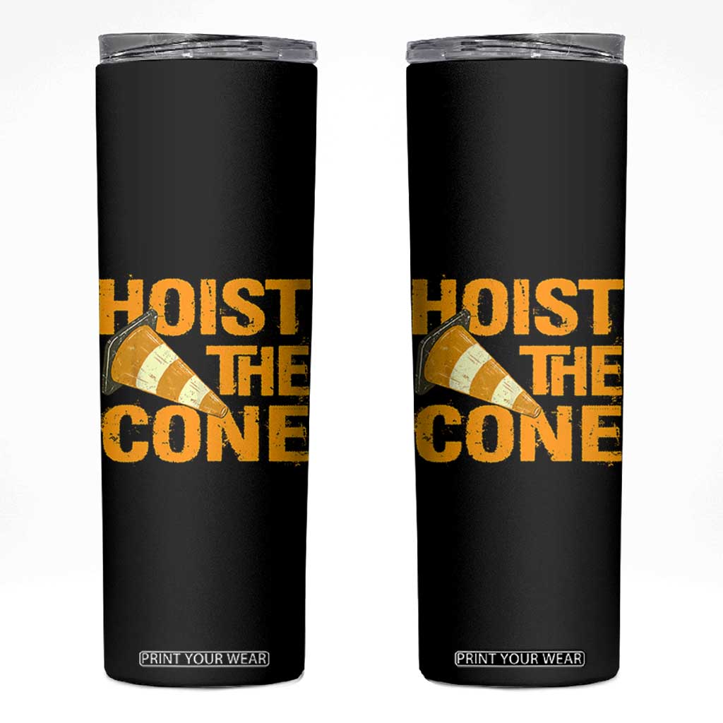 Vintage Hoist The Cone Distressed Graphic Skinny Tumbler Funny Sports Meme Baseball Fan Victory Celebration TS02 Black Print Your Wear