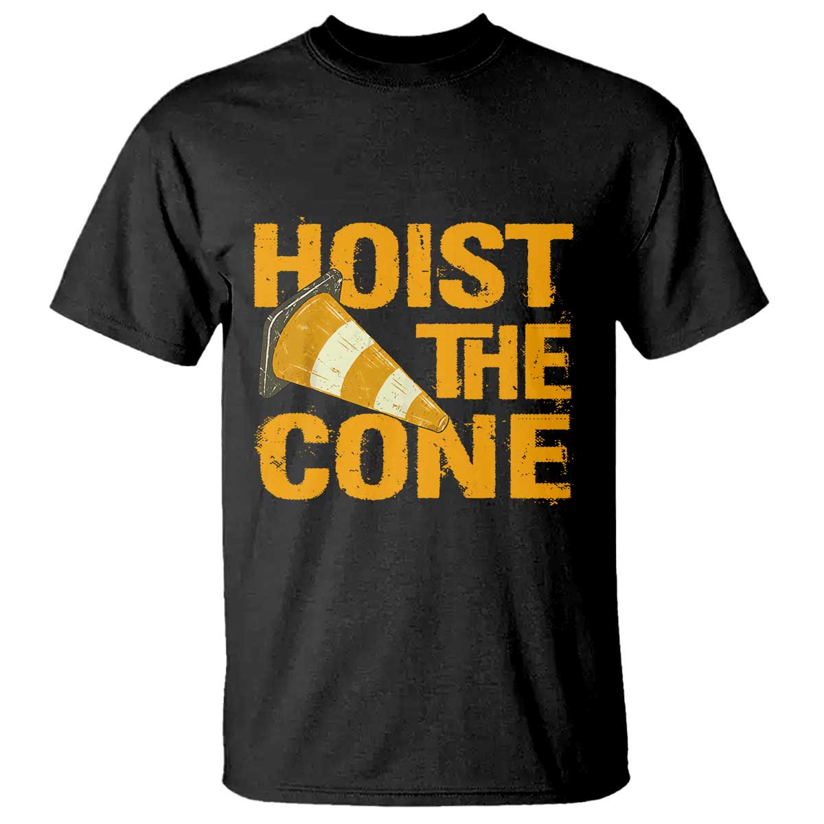 Vintage Hoist The Cone Distressed Graphic T Shirt Funny Sports Meme Baseball Fan Victory Celebration TS02 Black Print Your Wear