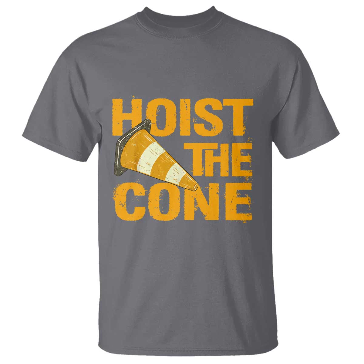 Vintage Hoist The Cone Distressed Graphic T Shirt Funny Sports Meme Baseball Fan Victory Celebration TS02 Charcoal Print Your Wear