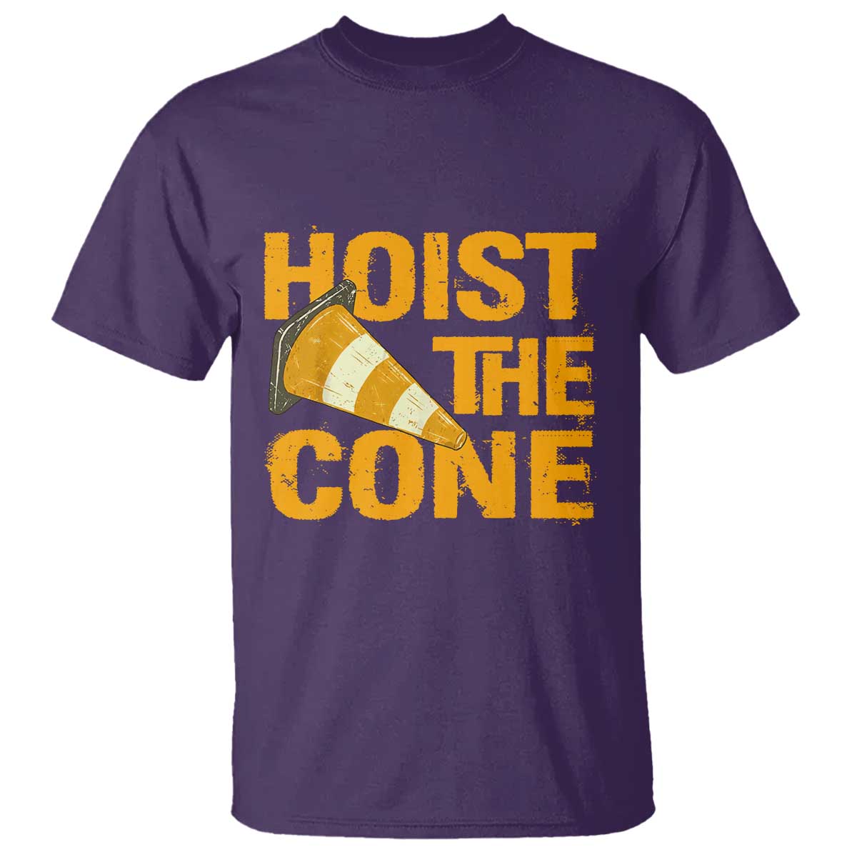 Vintage Hoist The Cone Distressed Graphic T Shirt Funny Sports Meme Baseball Fan Victory Celebration TS02 Purple Print Your Wear