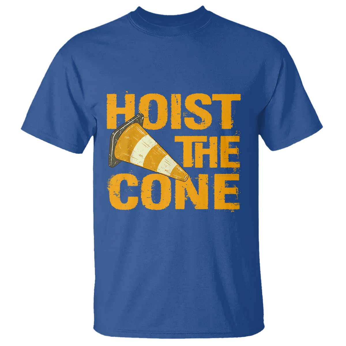 Vintage Hoist The Cone Distressed Graphic T Shirt Funny Sports Meme Baseball Fan Victory Celebration TS02 Royal Blue Print Your Wear