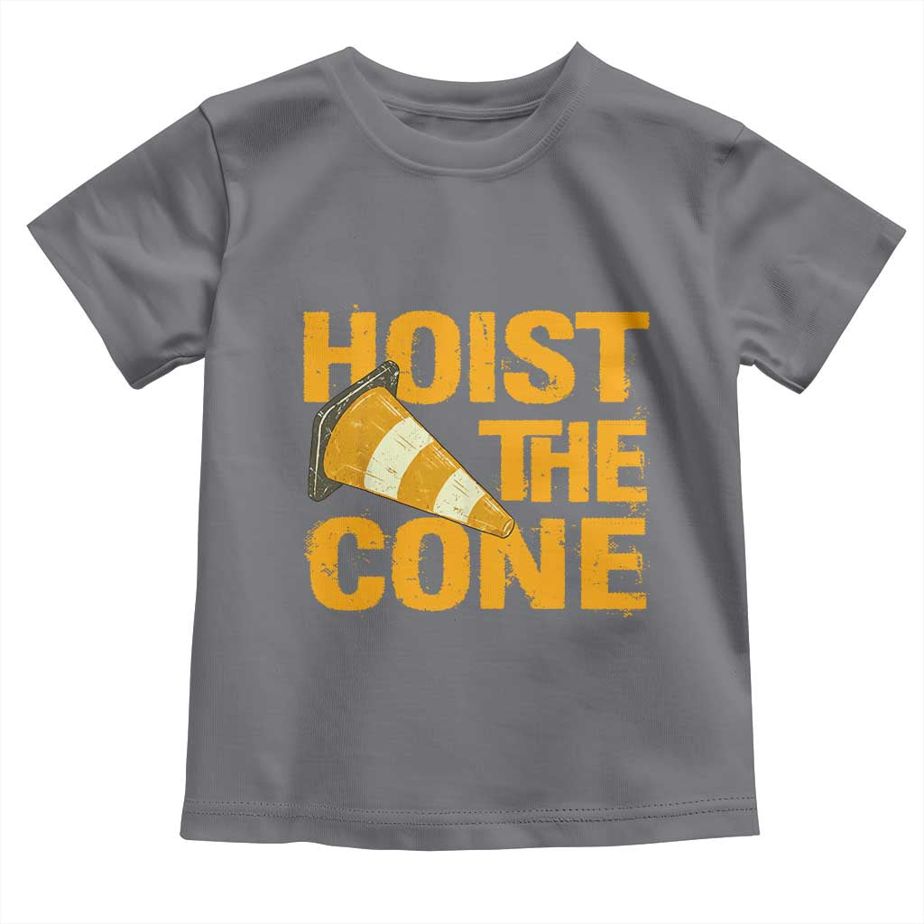 Vintage Hoist The Cone Distressed Graphic Toddler T Shirt Funny Sports Meme Baseball Fan Victory Celebration TS02 Charcoal Print Your Wear