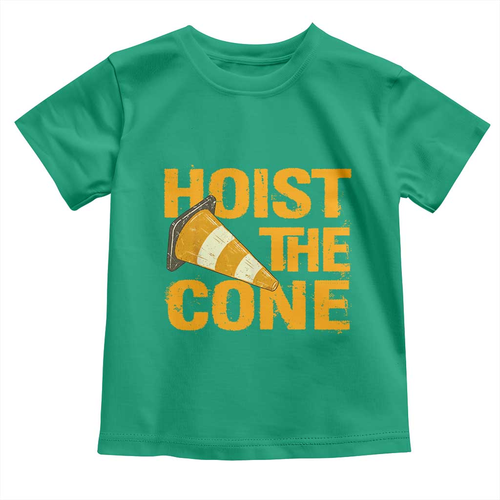 Vintage Hoist The Cone Distressed Graphic Toddler T Shirt Funny Sports Meme Baseball Fan Victory Celebration TS02 Irish Green Print Your Wear