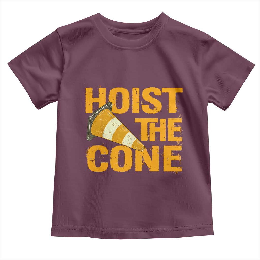 Vintage Hoist The Cone Distressed Graphic Toddler T Shirt Funny Sports Meme Baseball Fan Victory Celebration TS02 Maroon Print Your Wear