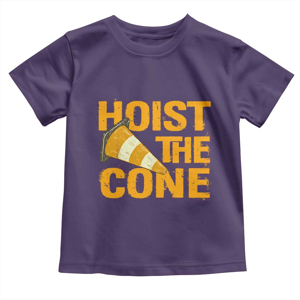 Vintage Hoist The Cone Distressed Graphic Toddler T Shirt Funny Sports Meme Baseball Fan Victory Celebration TS02 Purple Print Your Wear
