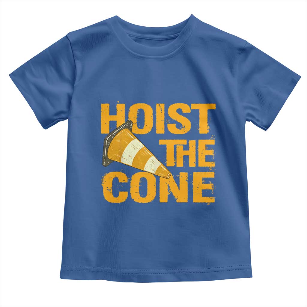Vintage Hoist The Cone Distressed Graphic Toddler T Shirt Funny Sports Meme Baseball Fan Victory Celebration TS02 Royal Blue Print Your Wear