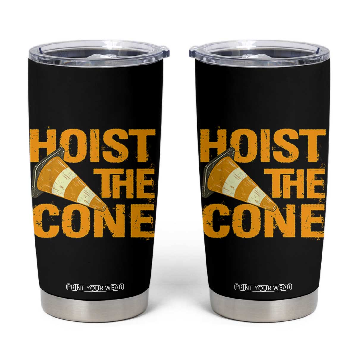 Vintage Hoist The Cone Distressed Graphic Tumbler Cup Funny Sports Meme Baseball Fan Victory Celebration TS02 Black Print Your Wear