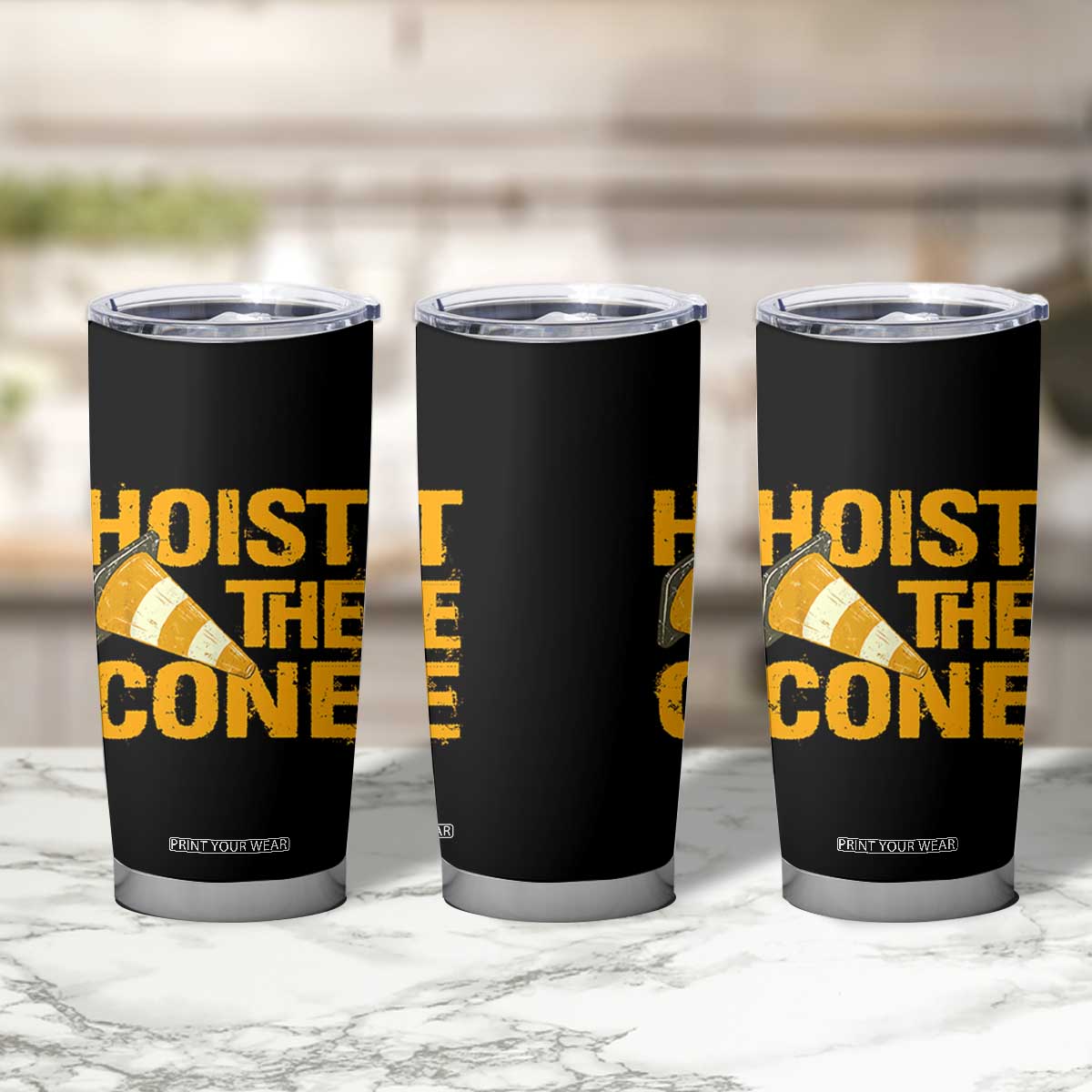 Vintage Hoist The Cone Distressed Graphic Tumbler Cup Funny Sports Meme Baseball Fan Victory Celebration TS02 Print Your Wear