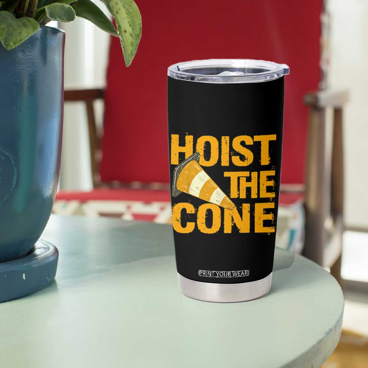 Vintage Hoist The Cone Distressed Graphic Tumbler Cup Funny Sports Meme Baseball Fan Victory Celebration TS02 Print Your Wear