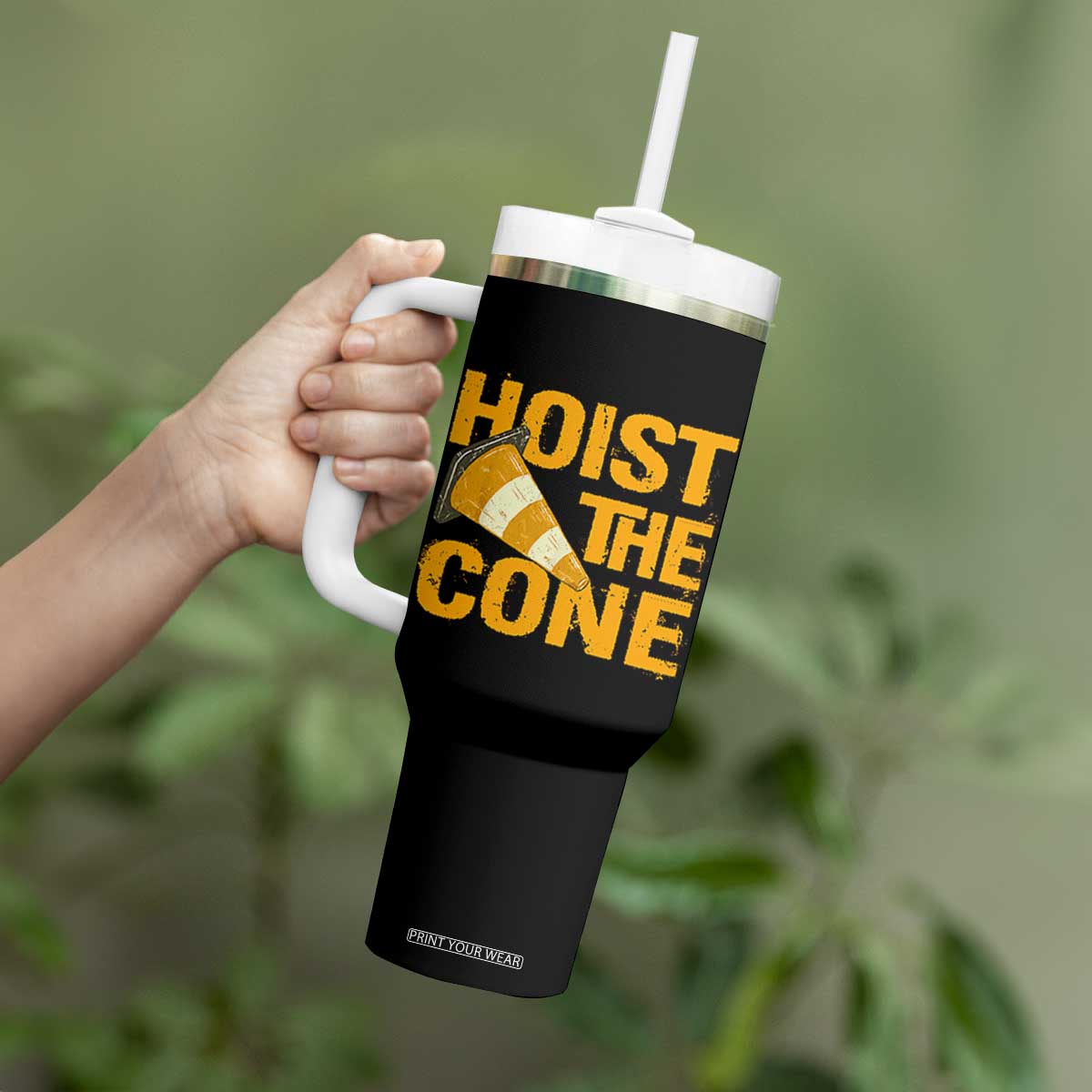 Vintage Hoist The Cone Distressed Graphic Tumbler With Handle Funny Sports Meme Baseball Fan Victory Celebration TS02 Print Your Wear